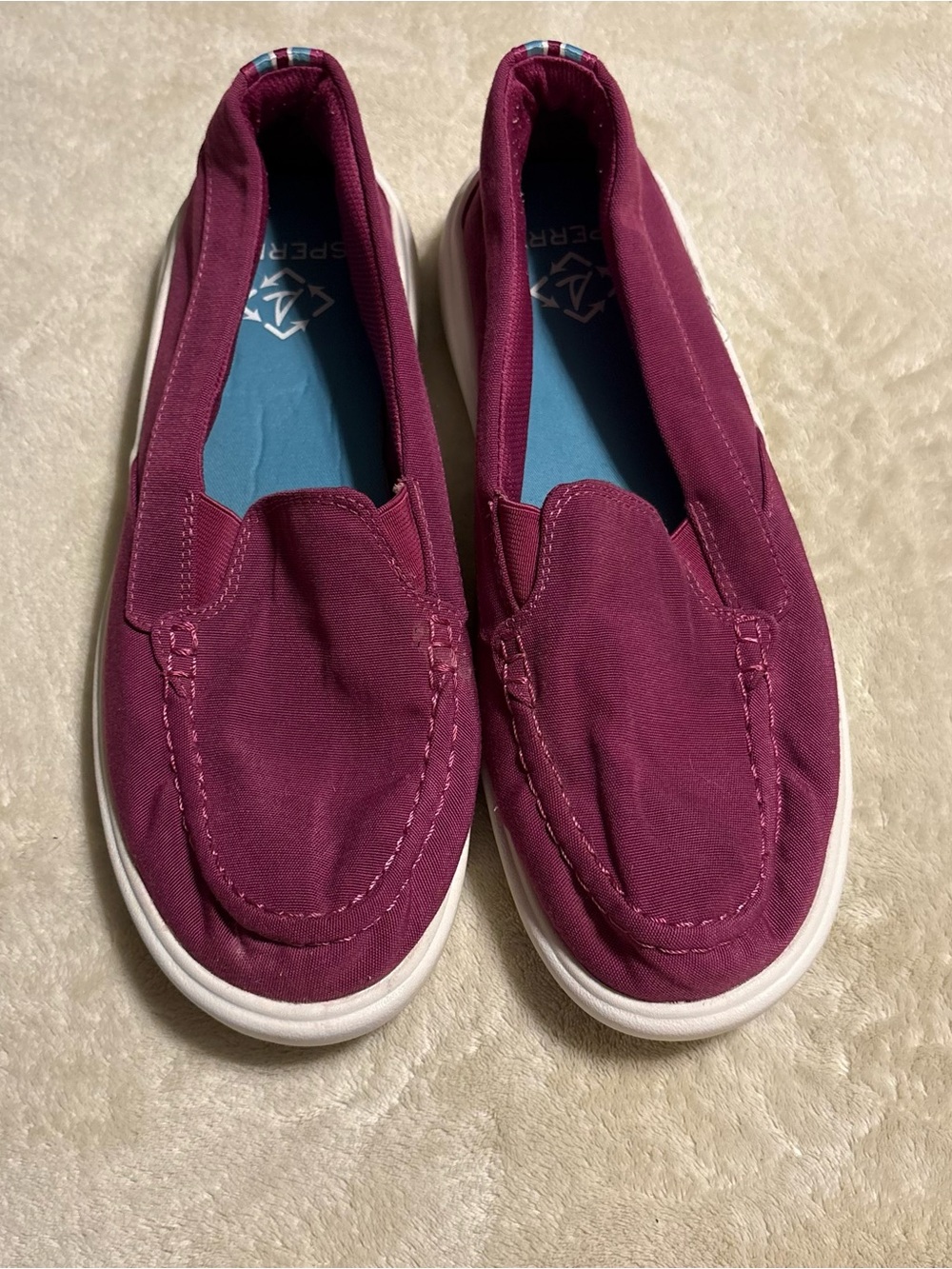 Sperry Women’s Slip-On Canvas Loafers in Plum